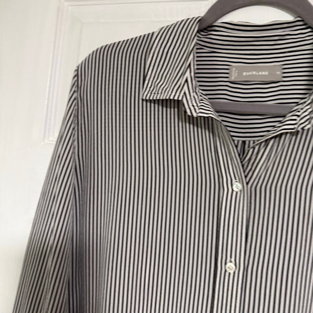 Everlane Women's 100%Silk Striped Button Down Long Sleeve Top Size 16 - Picture 4 of 12